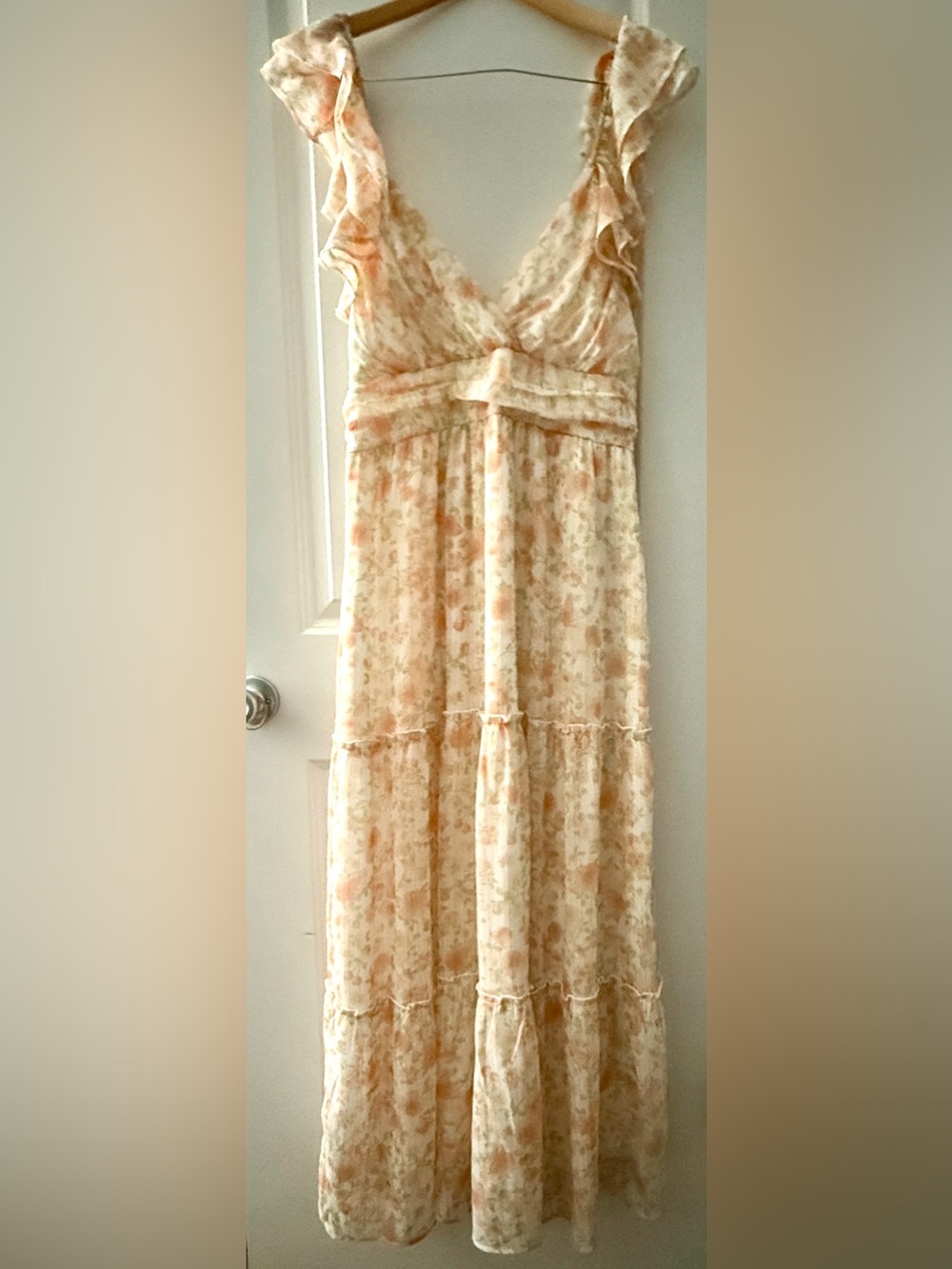 Altar'd State Peach and Cream Floral Maxi Dress